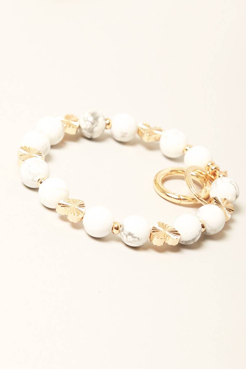 Semi-Precious Stone w Heart Keychain Bracelets