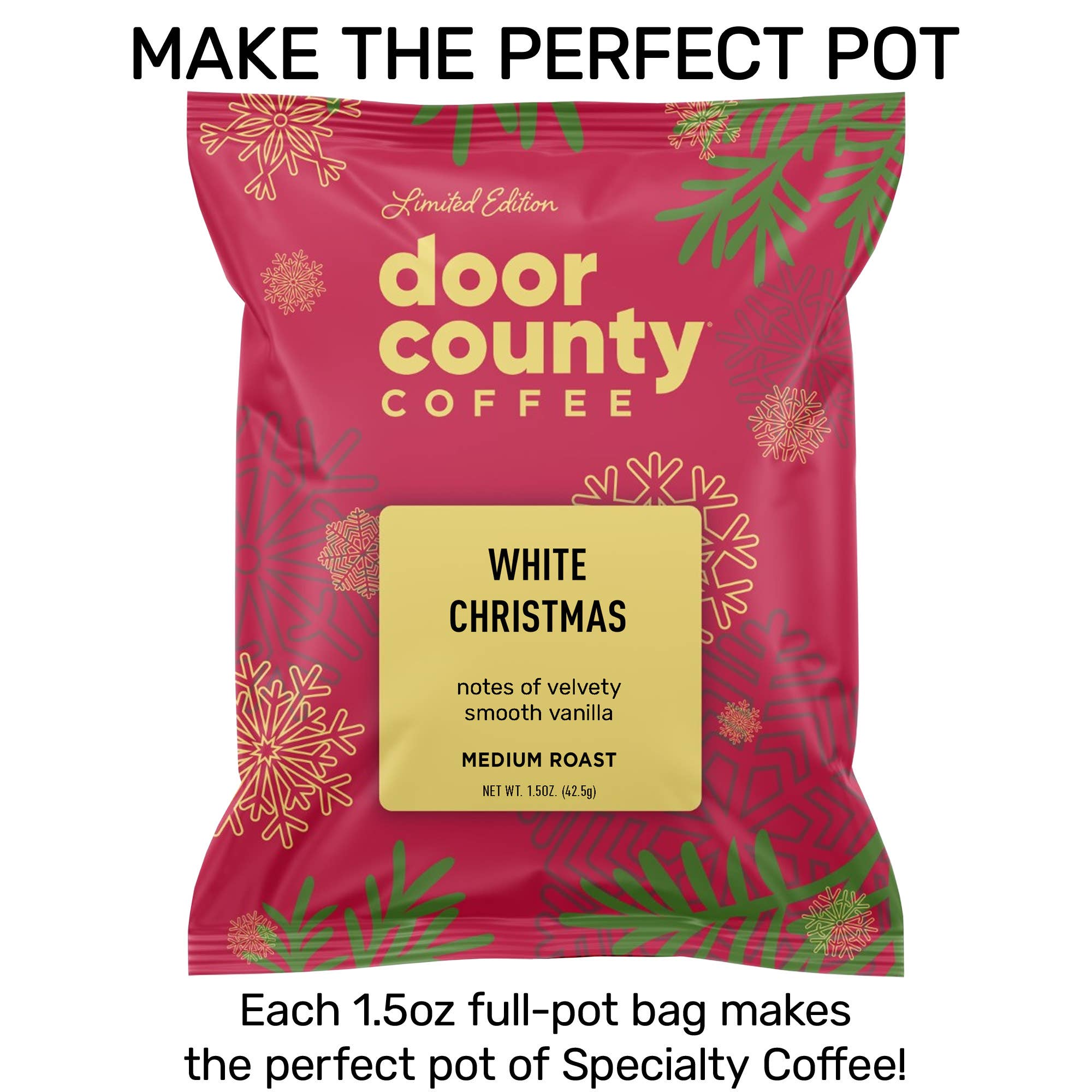 White Christmas HOLIDAY Flavored Coffee, 1.5oz, 6 pack