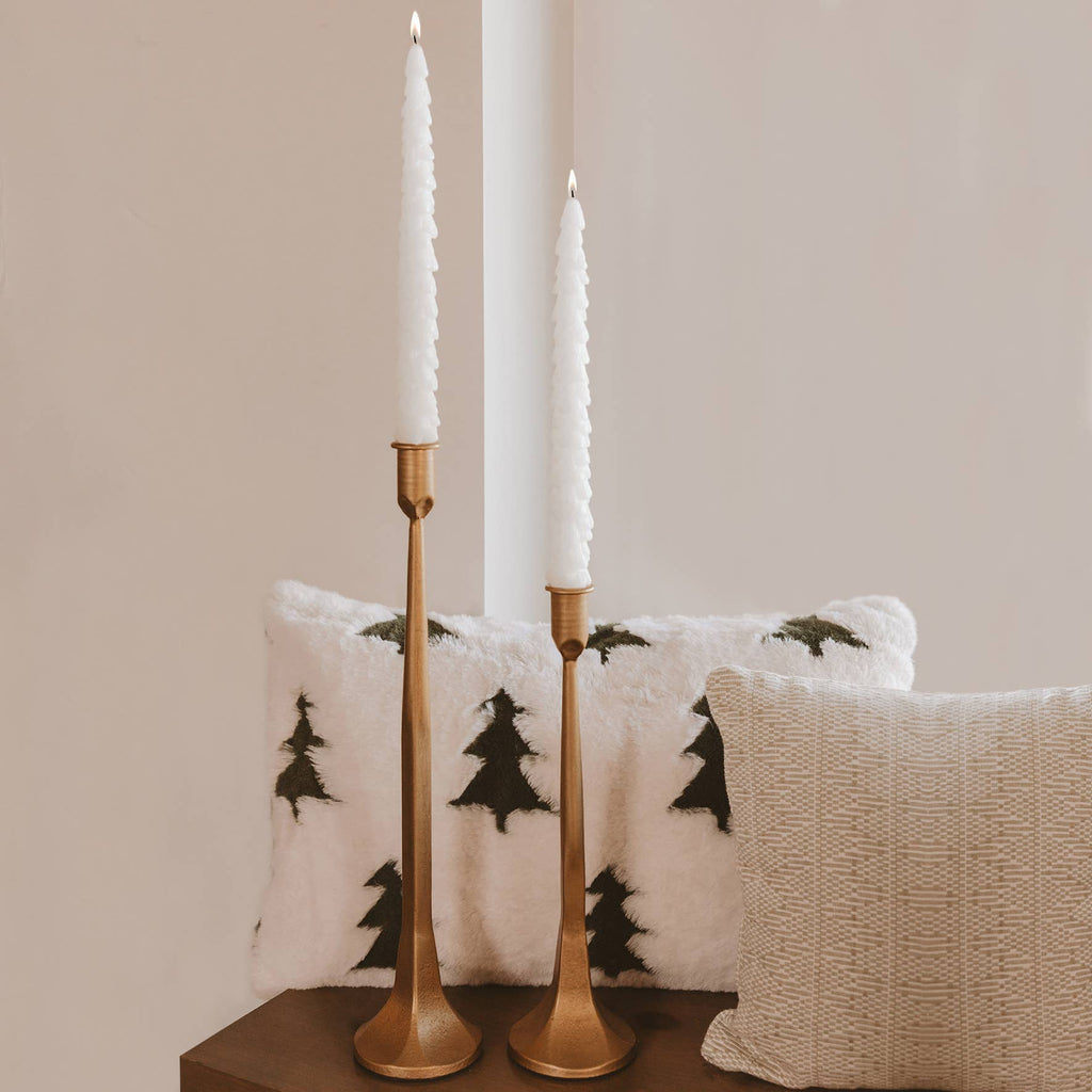 *NEW* Cream Tree Taper Candles, Set of 2 - Christmas Decor