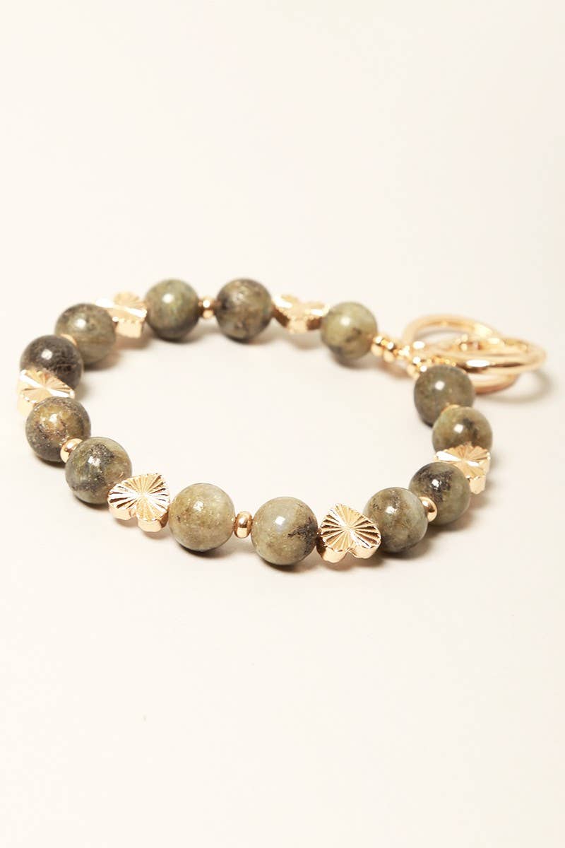 Semi-Precious Stone w Heart Keychain Bracelets