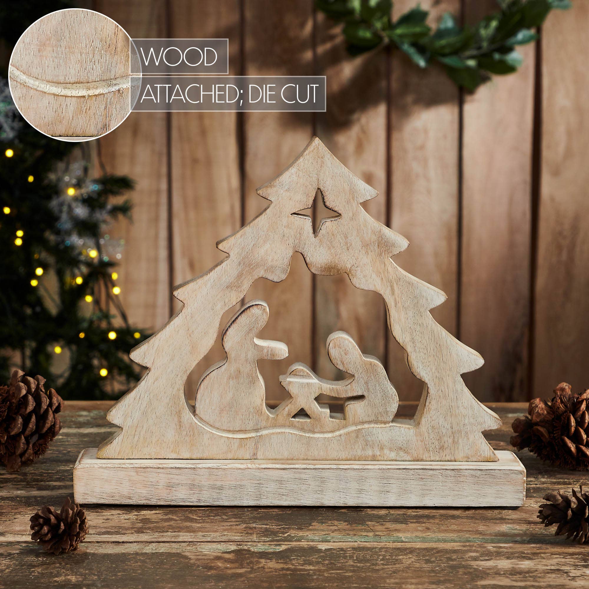 Manger Nativity Scene Wooden Figurine 11x9x2