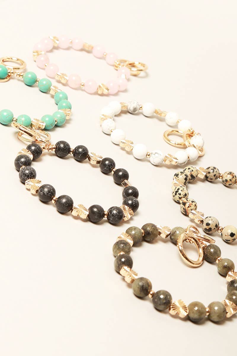 Semi-Precious Stone w Heart Keychain Bracelets