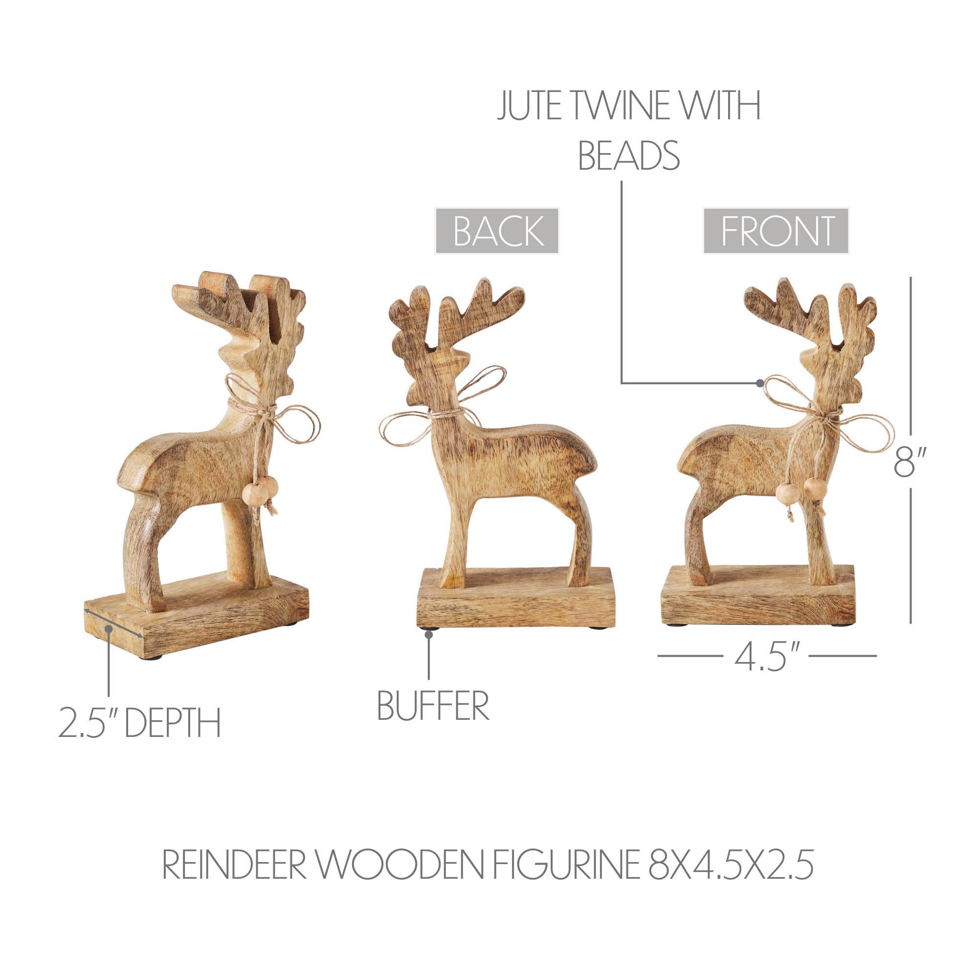 Reindeer Wooden Figurine 8x4.5x2.5