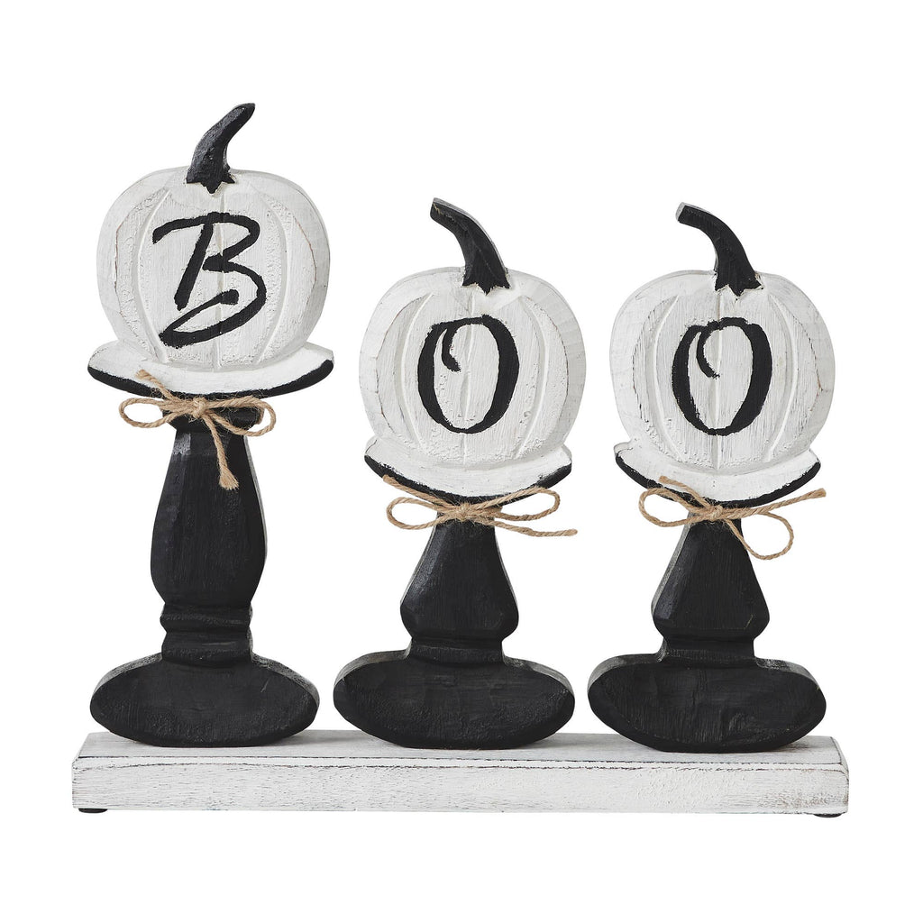 BOO Pumpkins Wooden Tabletop Halloween Fall Home Decor Sign