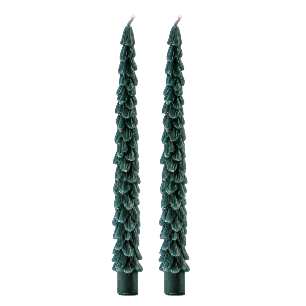 *NEW* Green Tree Taper Candles, Set of 2 - Christmas Decor