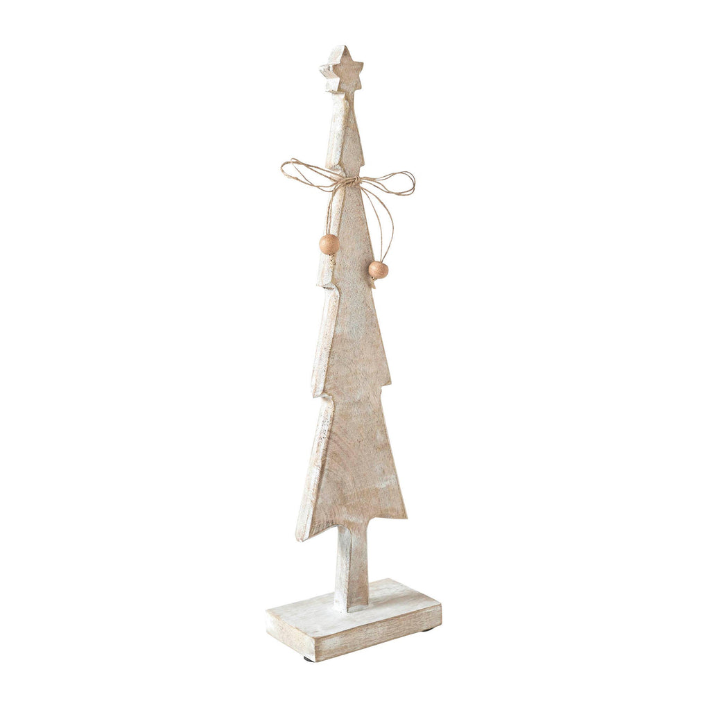 Star Top Christmas Tree Narrow White Wooden Figurine 16x4x2.5