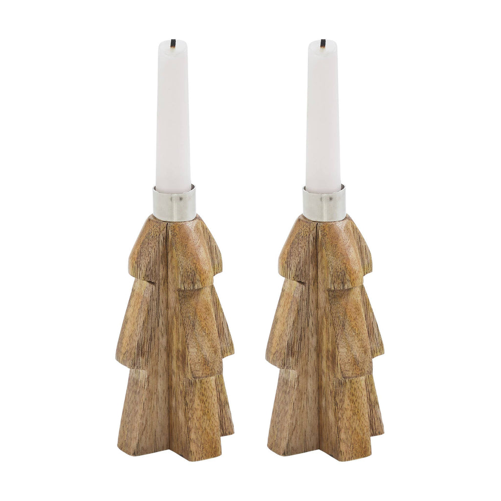 Tree Natural Wooden Taper Candle Holder
