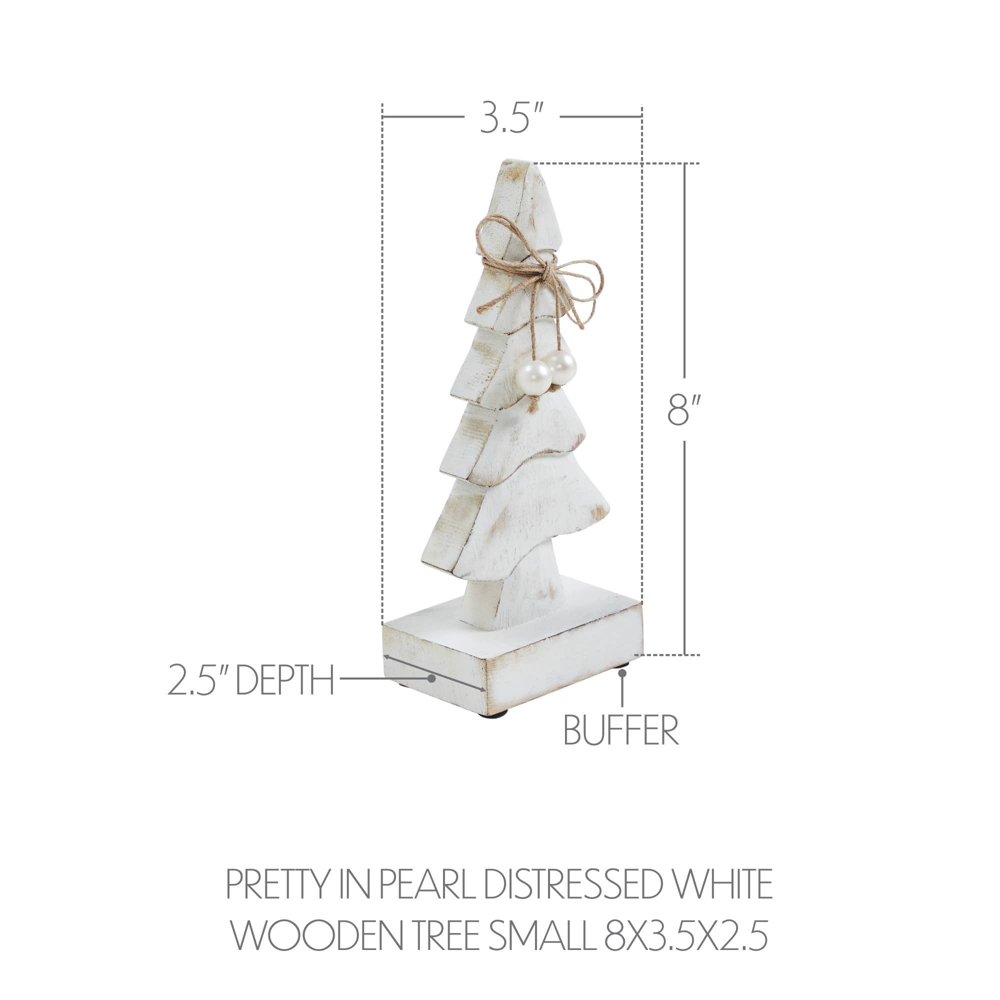 Pretty in Pearl Distressed White Wooden Tree Small 8x3.5x2.5