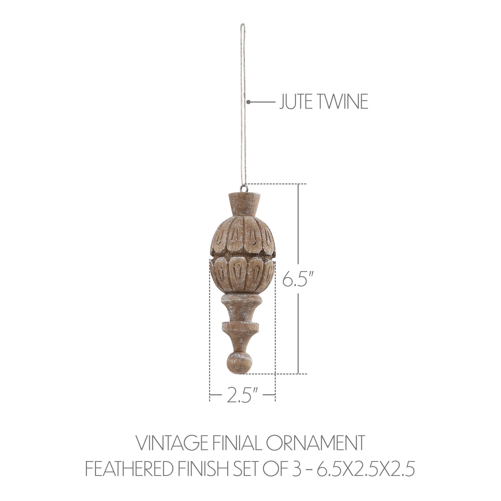 Vintage Finial Ornament Feathered Finish