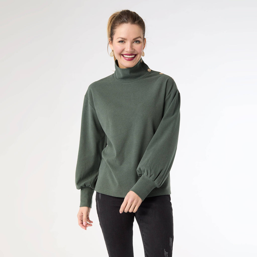 Audrina Super Soft Top with Button Detail