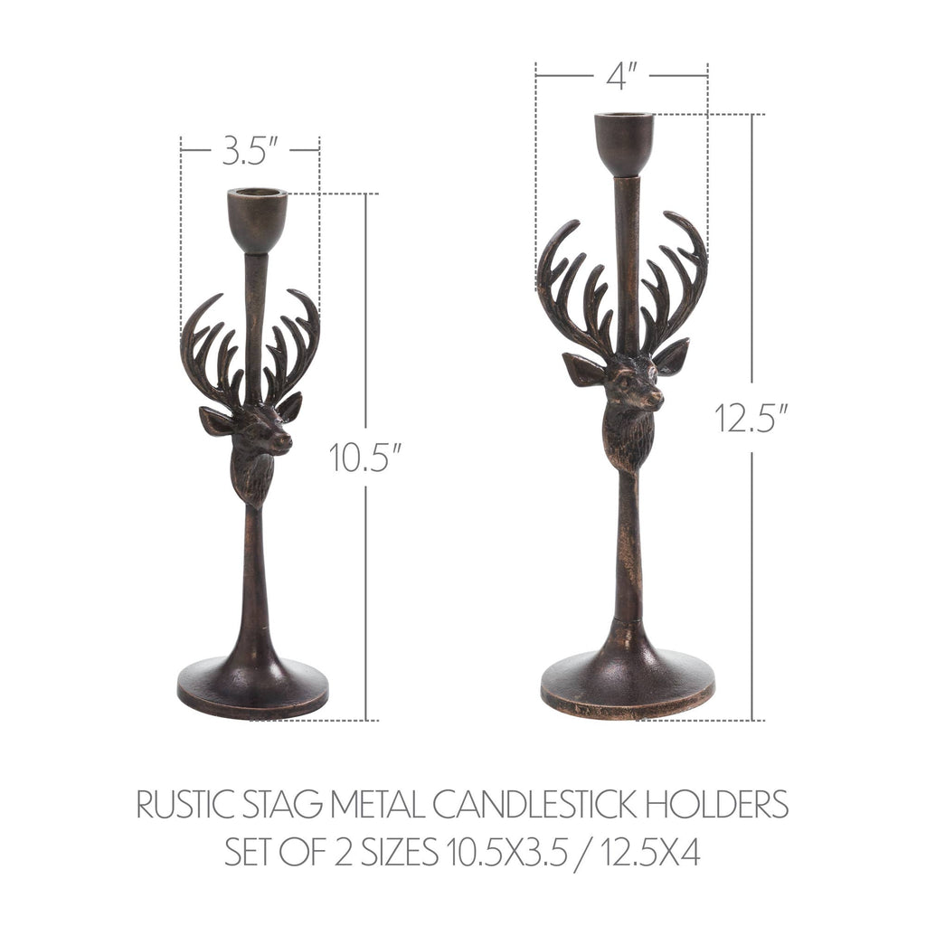 Rustic Stag Metal Candlestick Holders