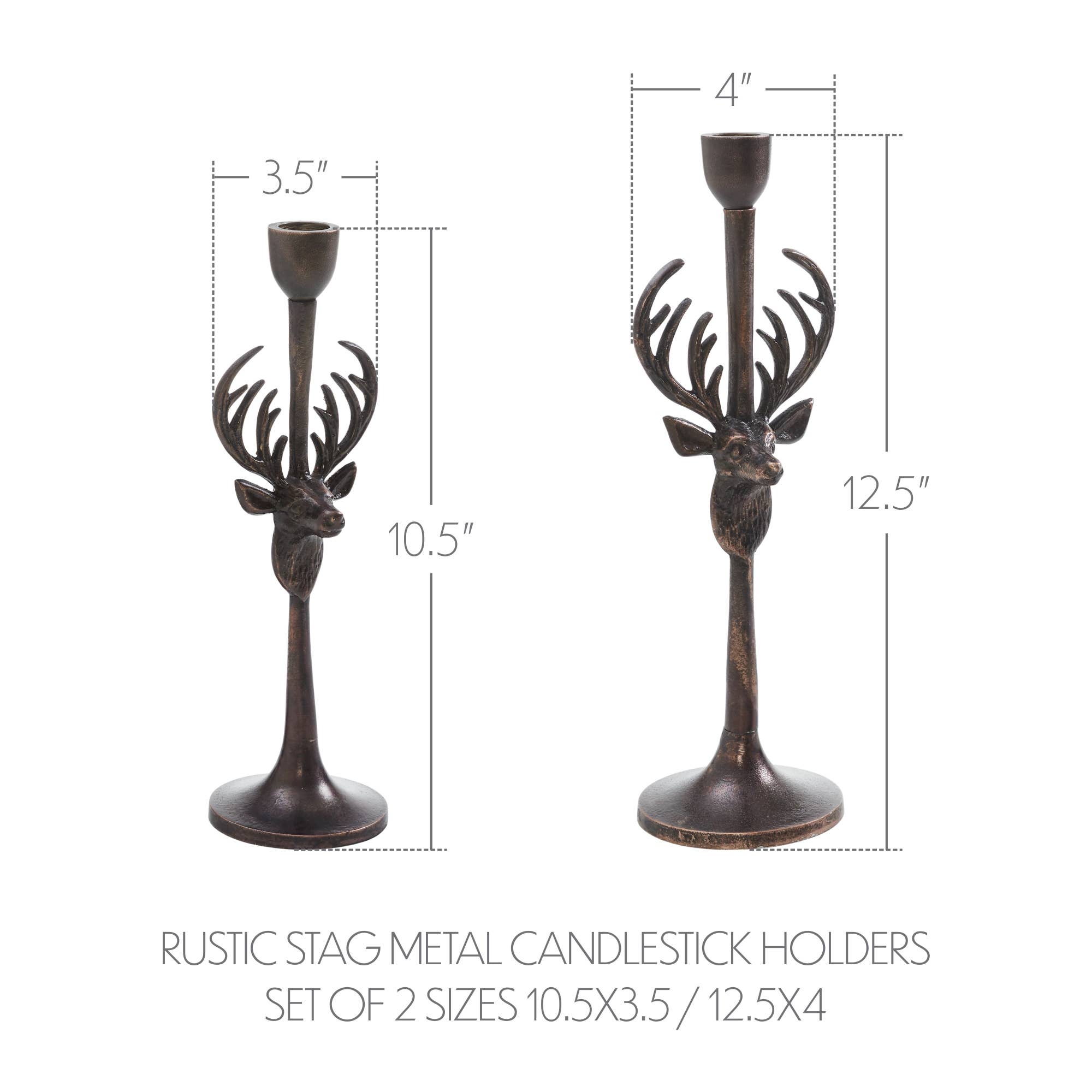 Rustic Stag Metal Candlestick Holders