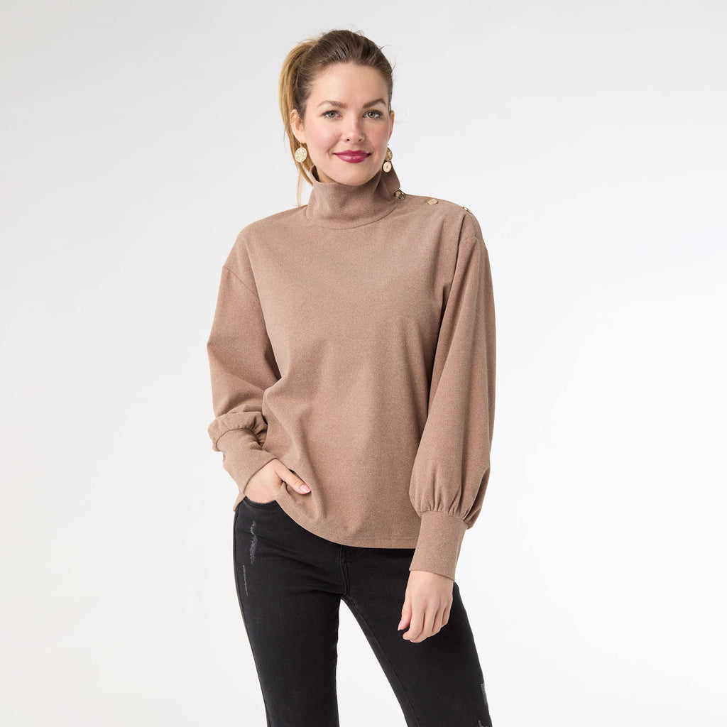 Audrina Super Soft Top with Button Detail
