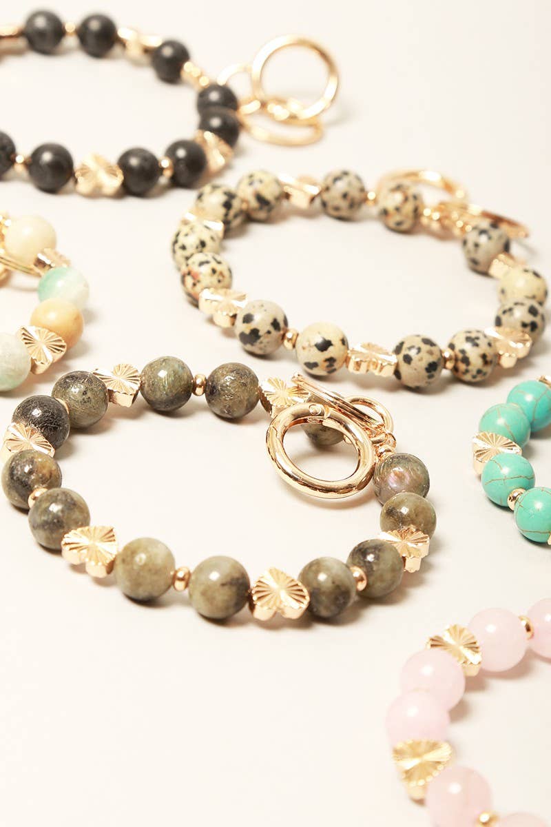 Semi-Precious Stone w Heart Keychain Bracelets