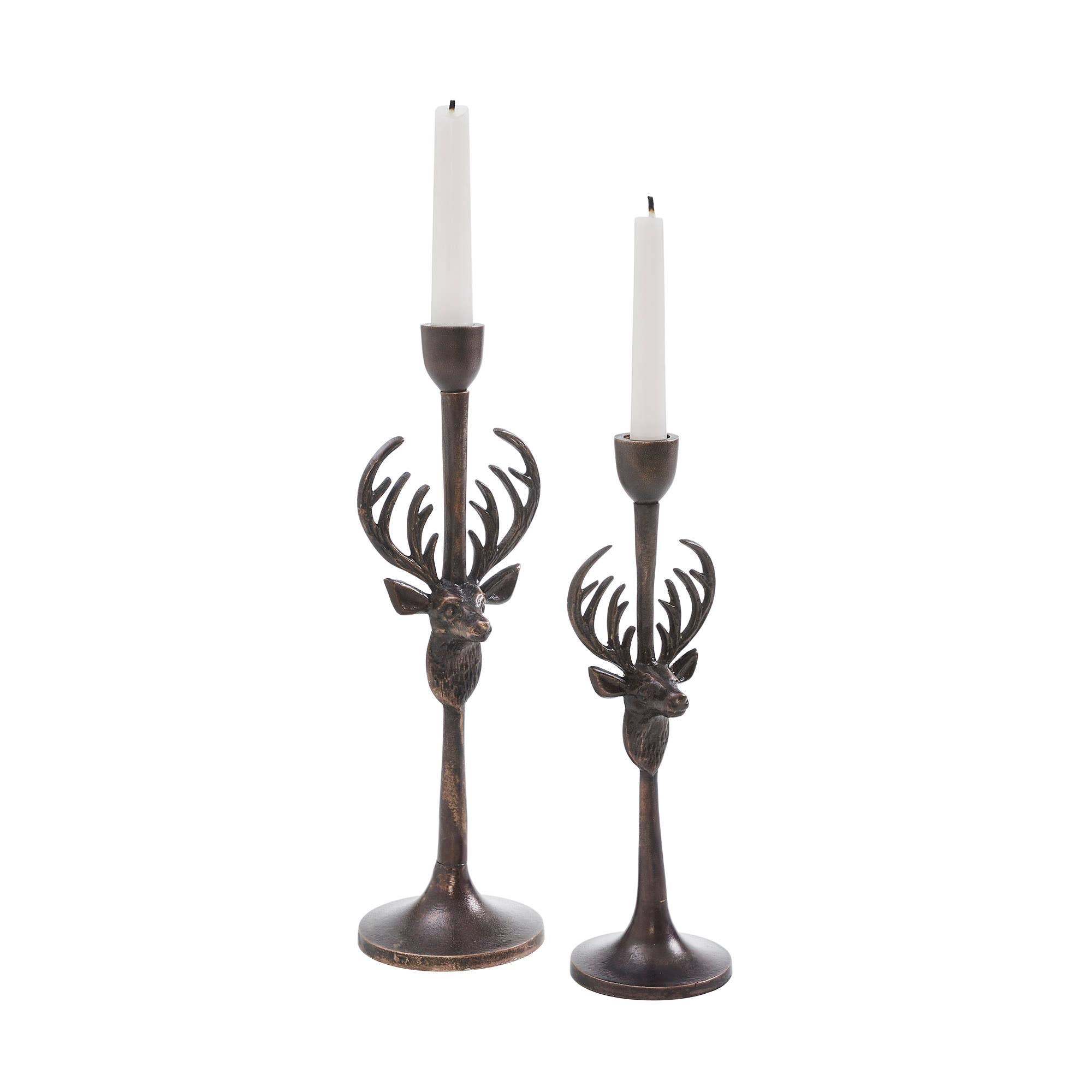 Rustic Stag Metal Candlestick Holders