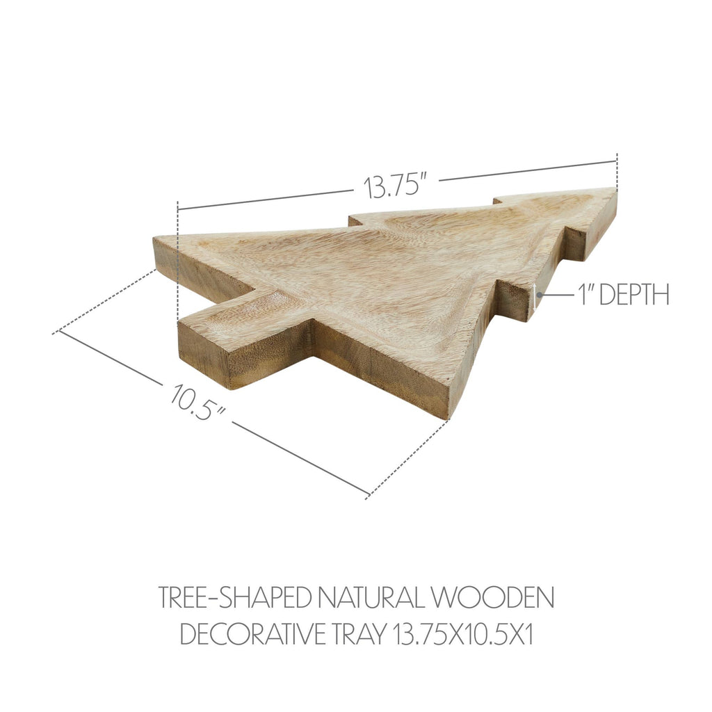 Tree-Shaped Natural Wooden Decorative Tray 13.75x10.5x1