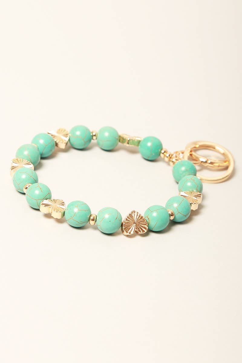 Semi-Precious Stone w Heart Keychain Bracelets