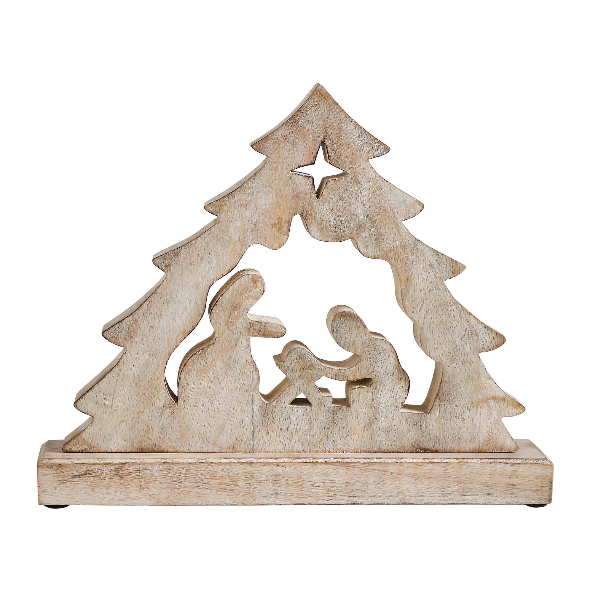 Manger Nativity Scene Wooden Figurine 11x9x2