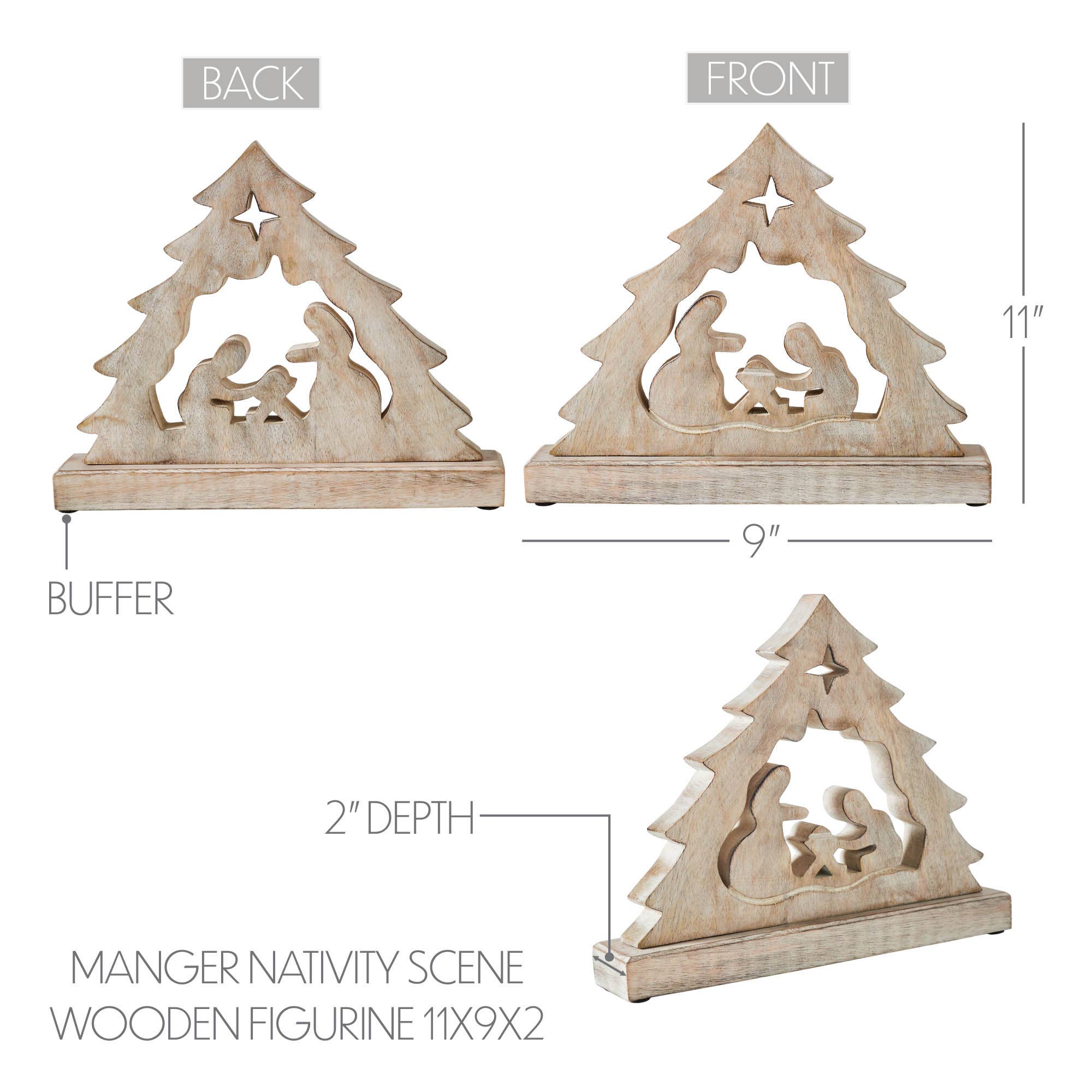 Manger Nativity Scene Wooden Figurine 11x9x2