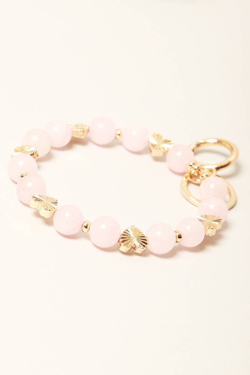 Semi-Precious Stone w Heart Keychain Bracelets