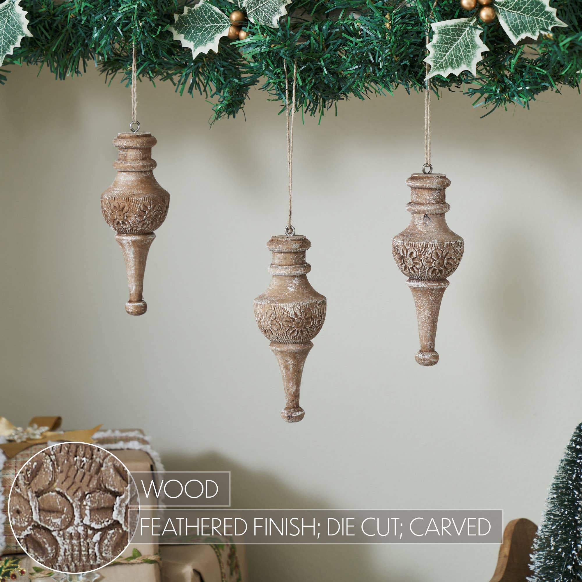Rustic Finial Ornament Feathered Finish