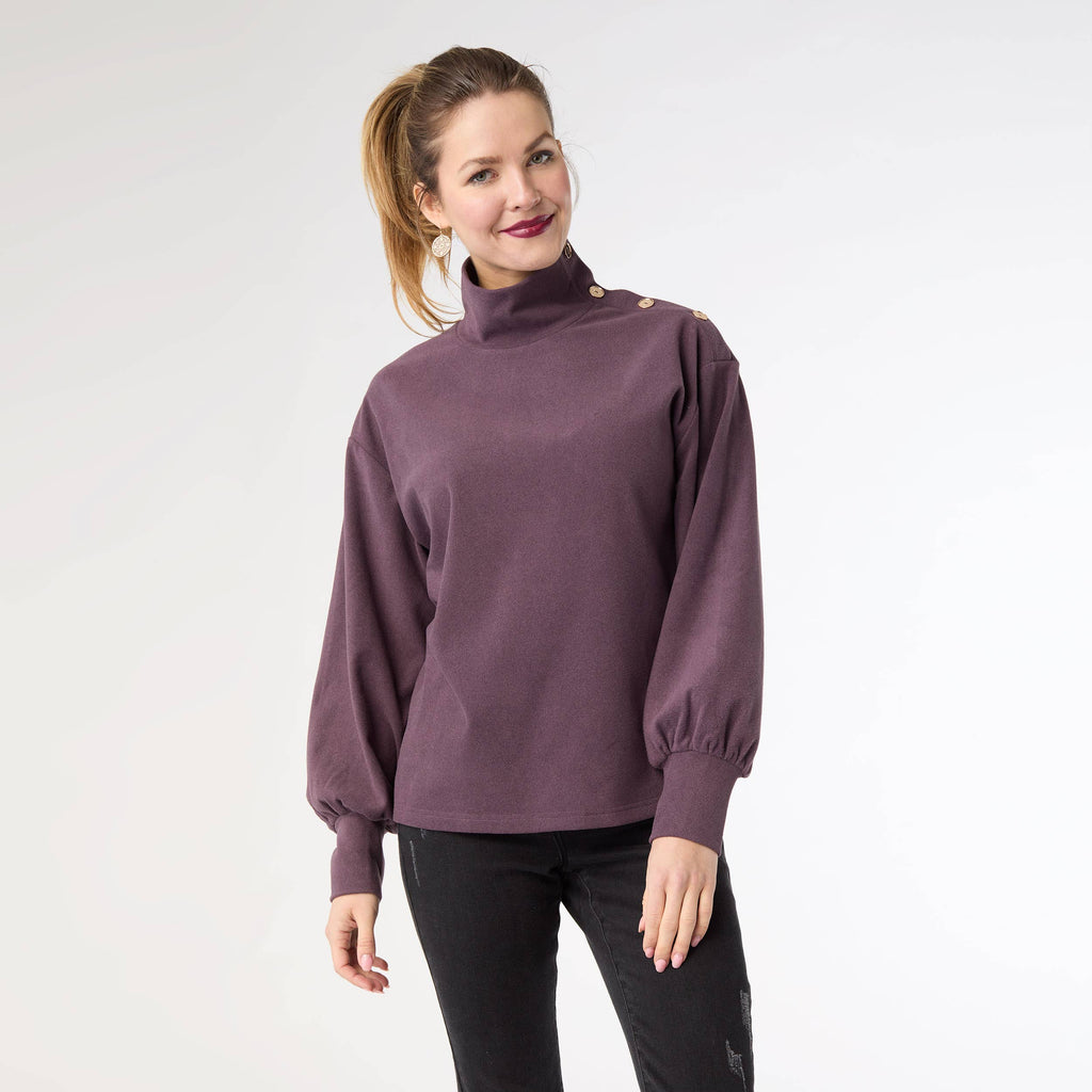 Audrina Super Soft Top with Button Detail
