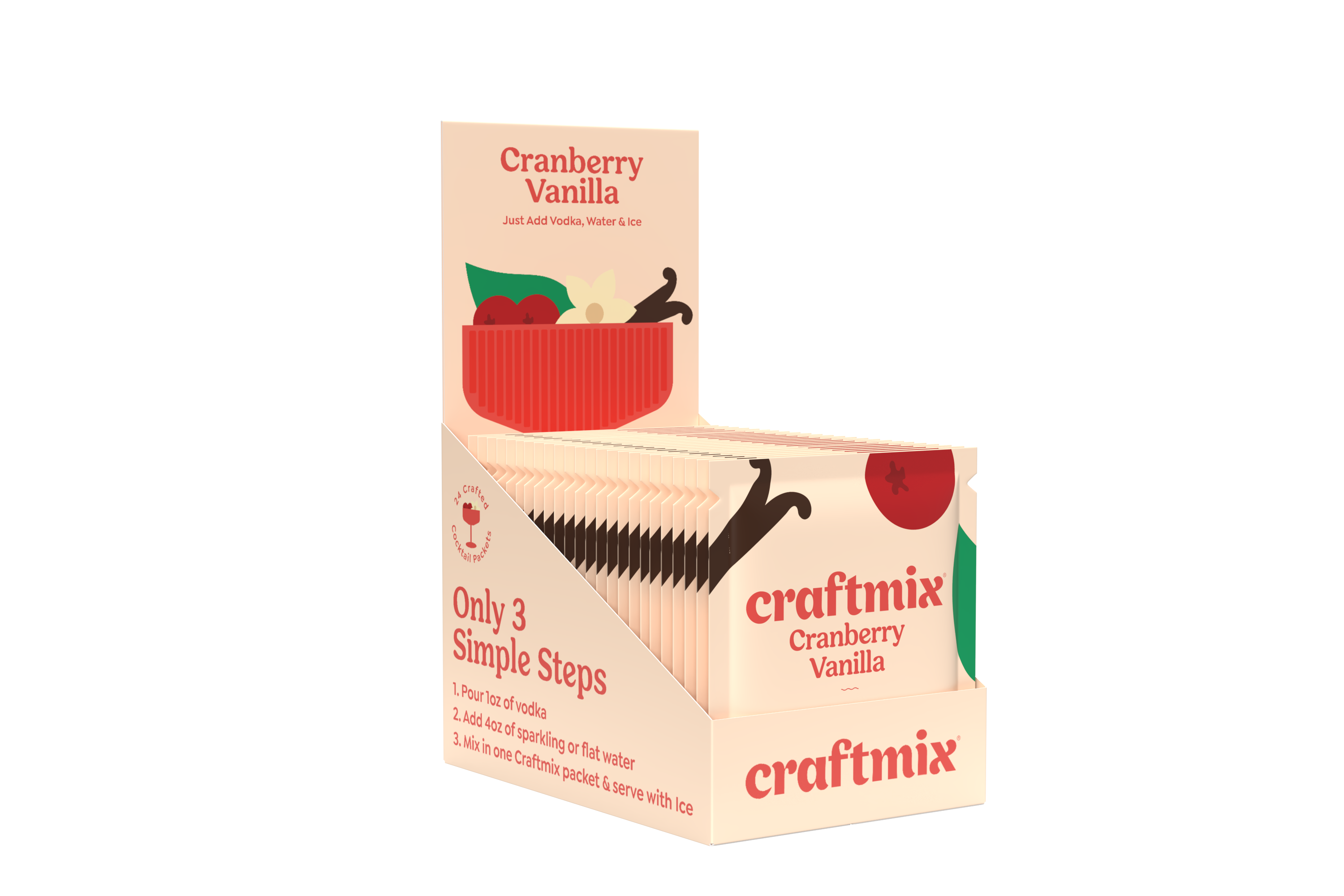 Cranberry Vanilla Cocktail / Mocktail Mixer - 24ct Caddy