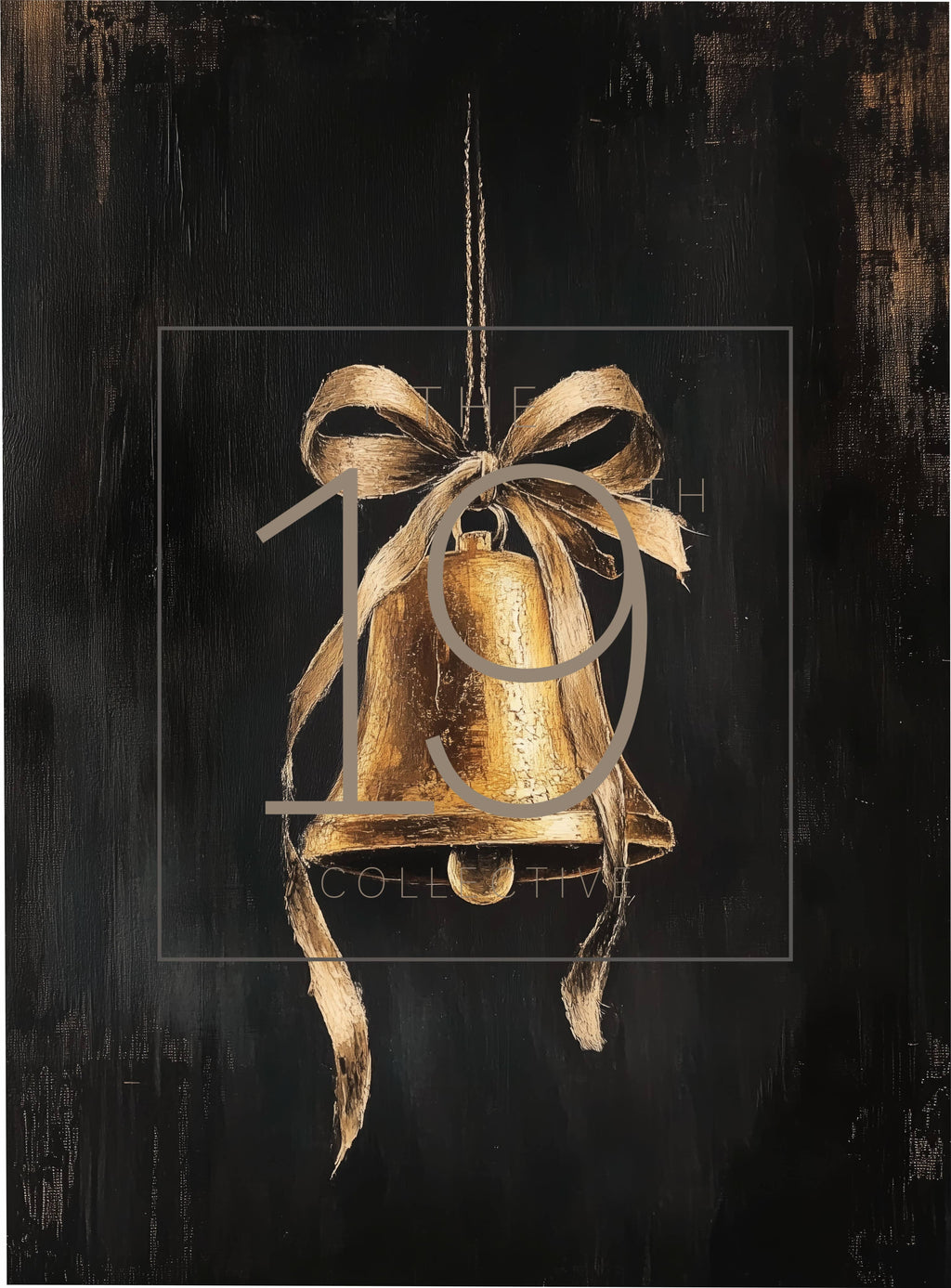 Vintage Christmas Bell Print, Framed Canvas Print