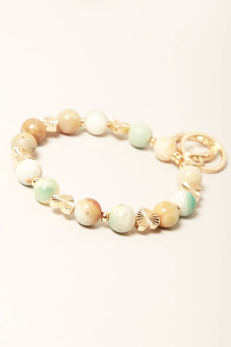Semi-Precious Stone w Heart Keychain Bracelets