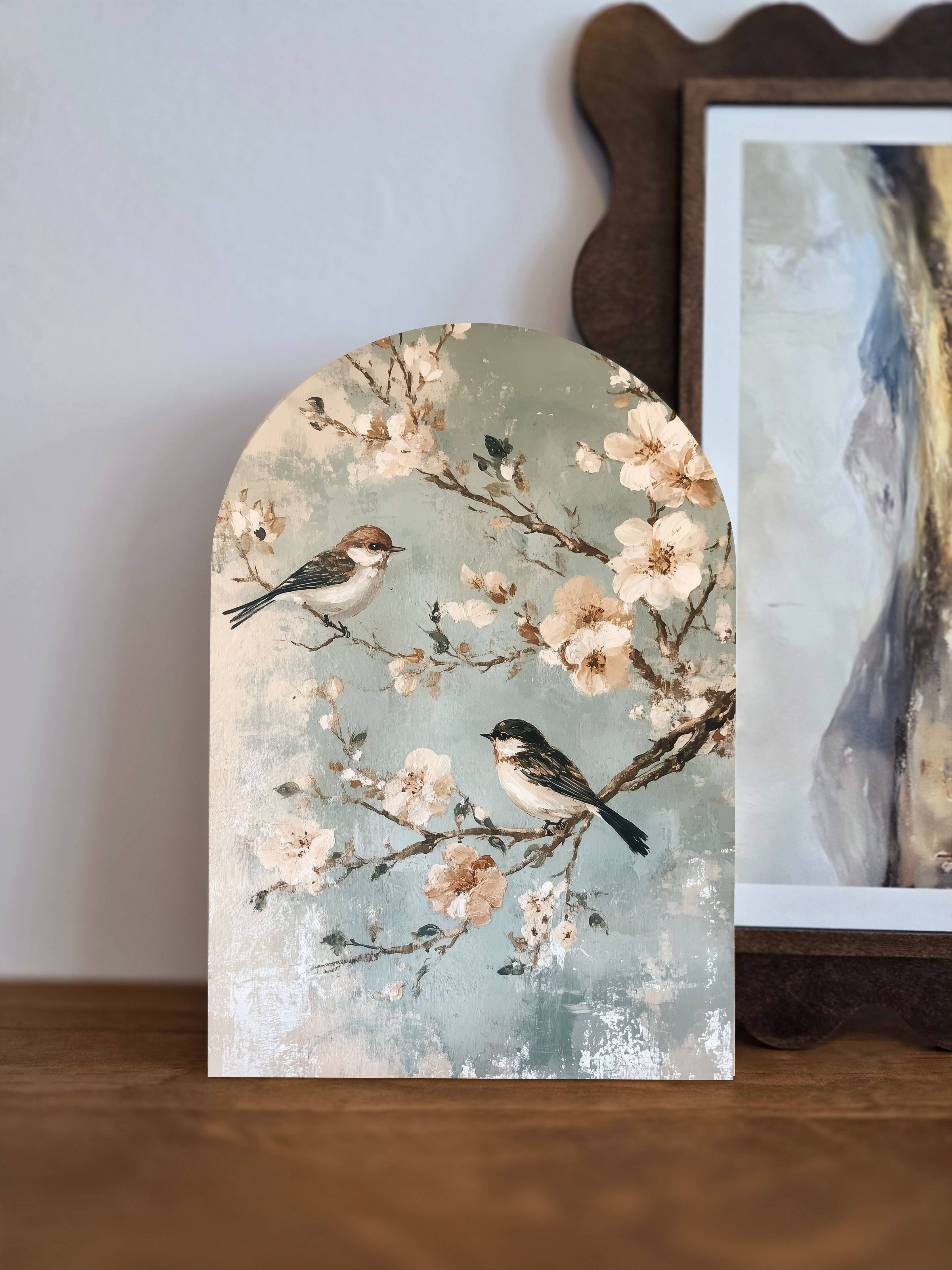 Bird Art Print - Wood Arch Sign - Vintage Home Decor - Art