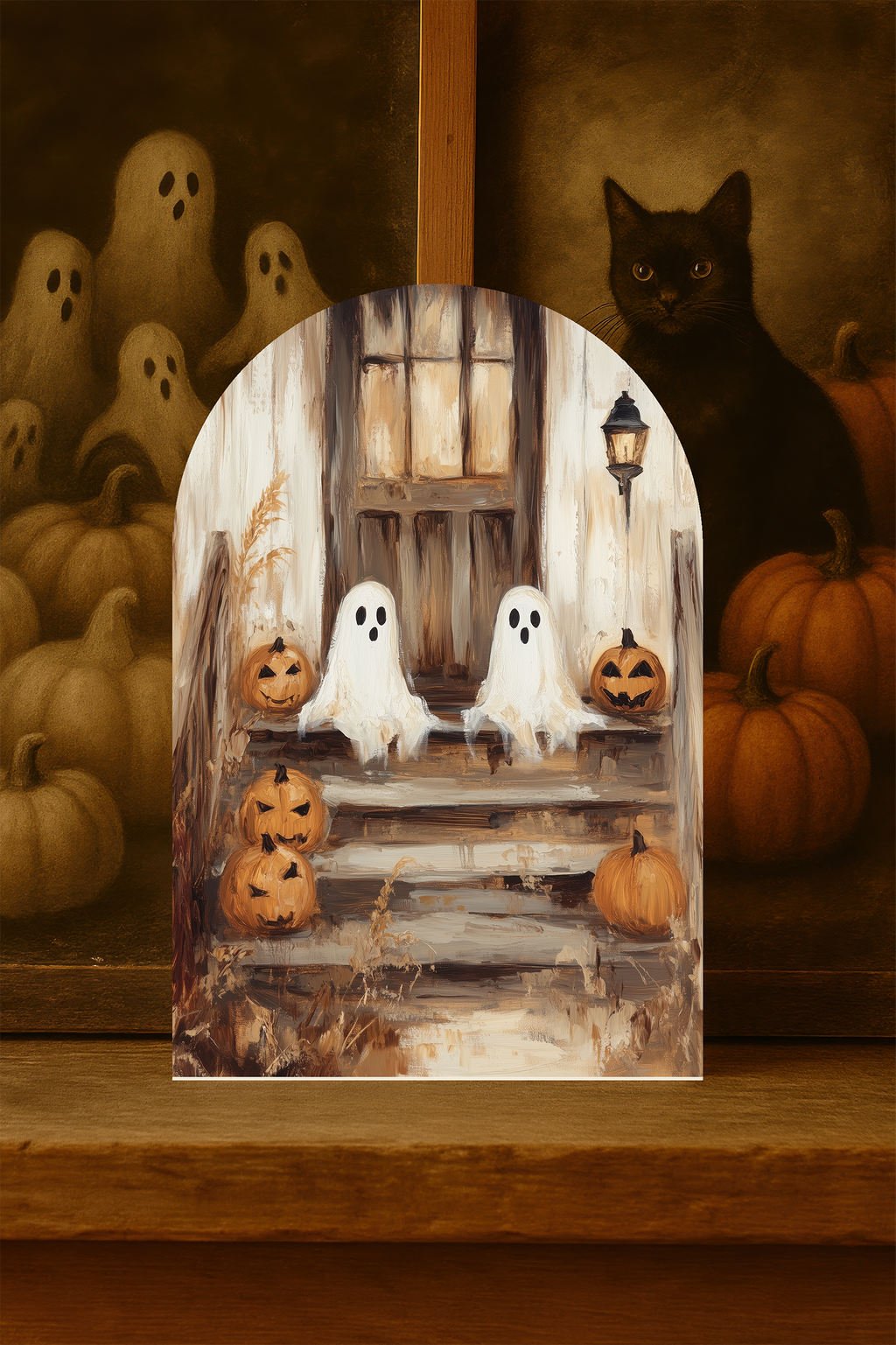 Ghost Porch Arch Sign – Cozy Halloween Shelf Decor