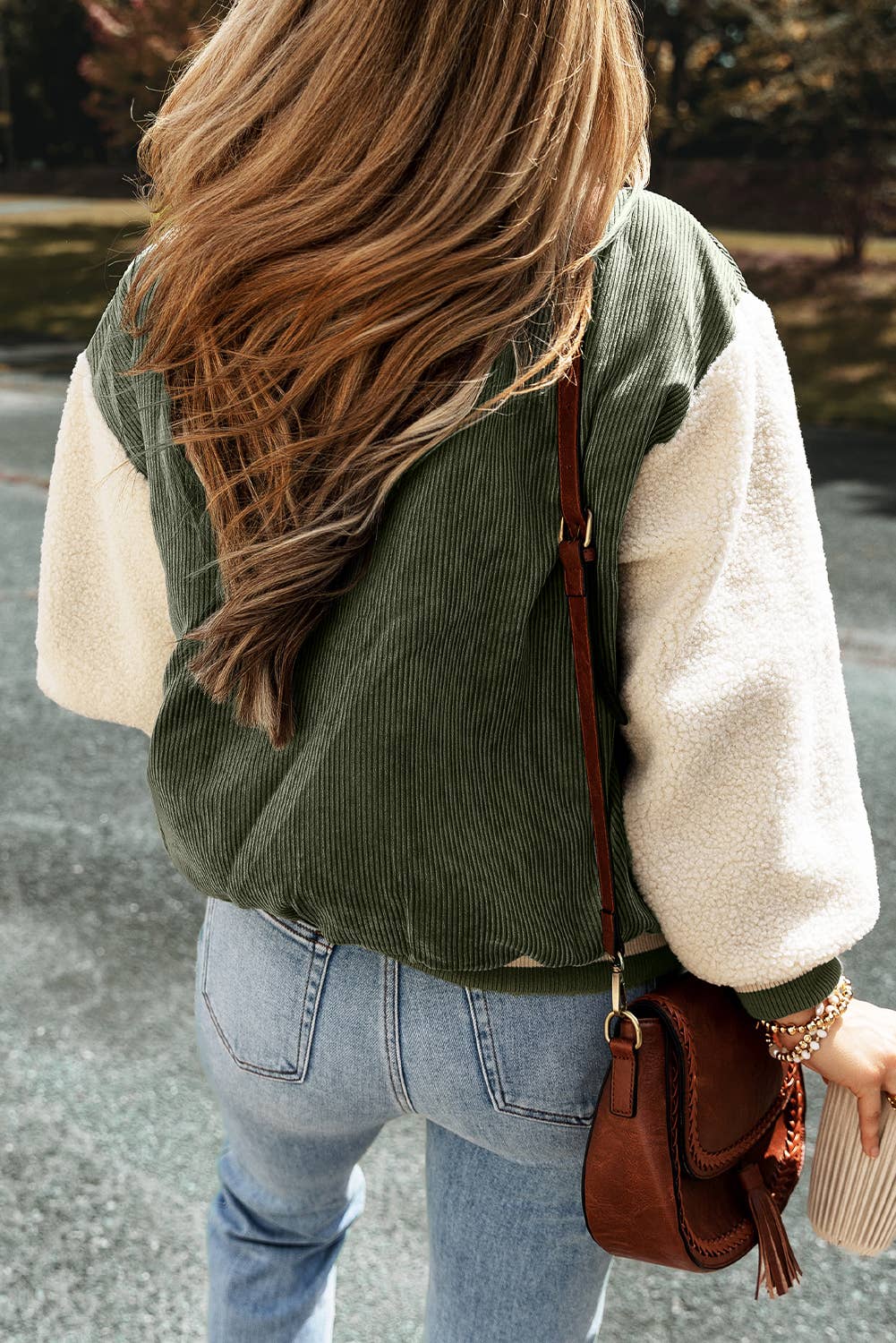 Corduroy Fleece Buttoned Bomber Jacket | S-XL