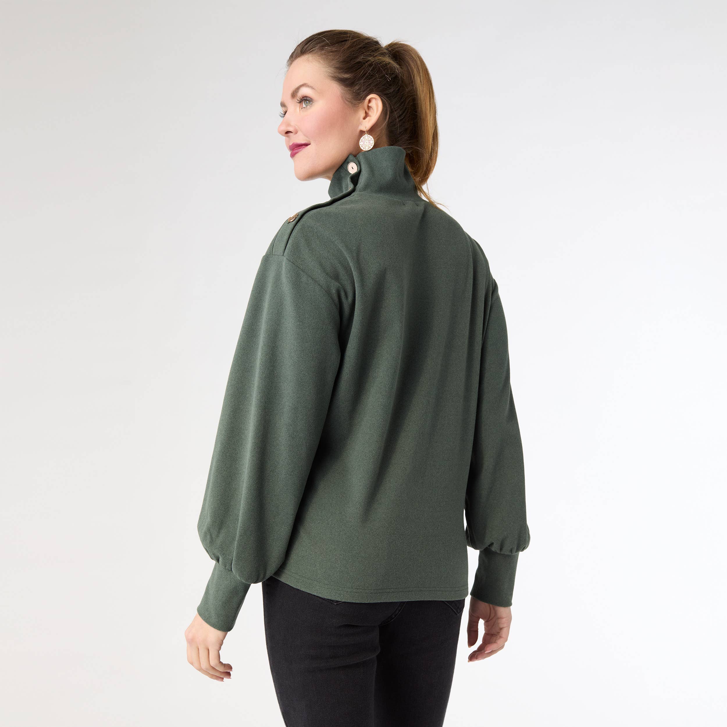 Audrina Super Soft Top with Button Detail