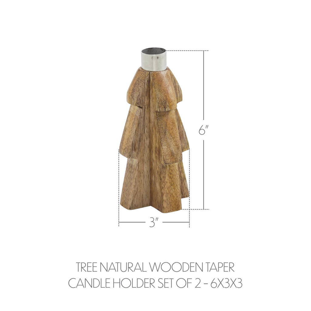 Tree Natural Wooden Taper Candle Holder
