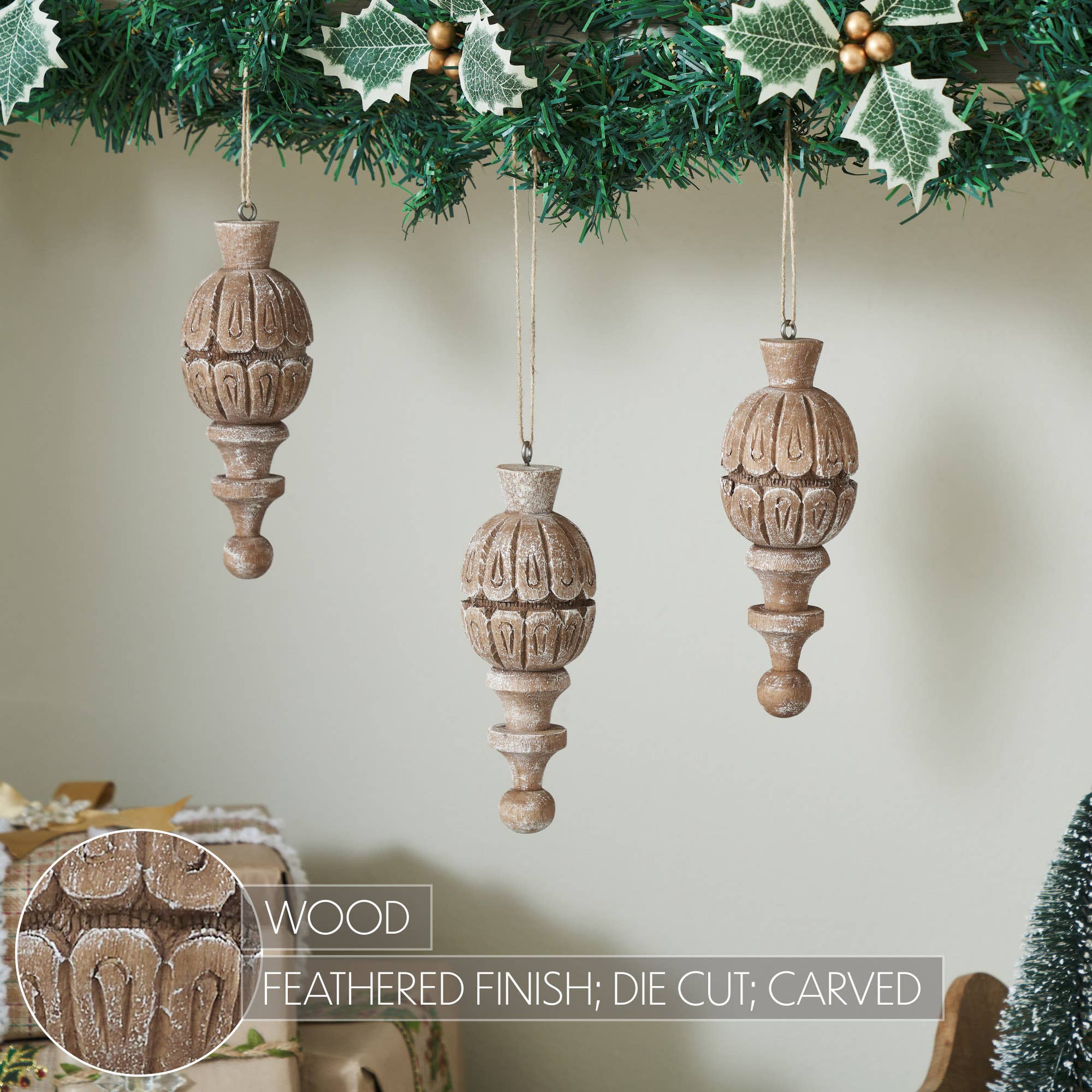 Vintage Finial Ornament Feathered Finish