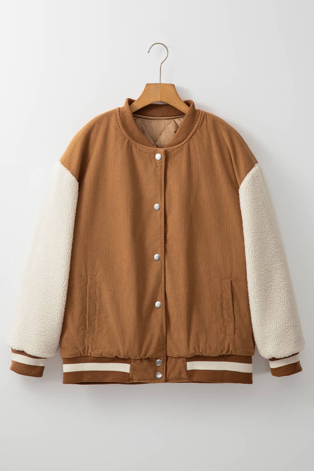 Corduroy Fleece Buttoned Bomber Jacket | S-XL