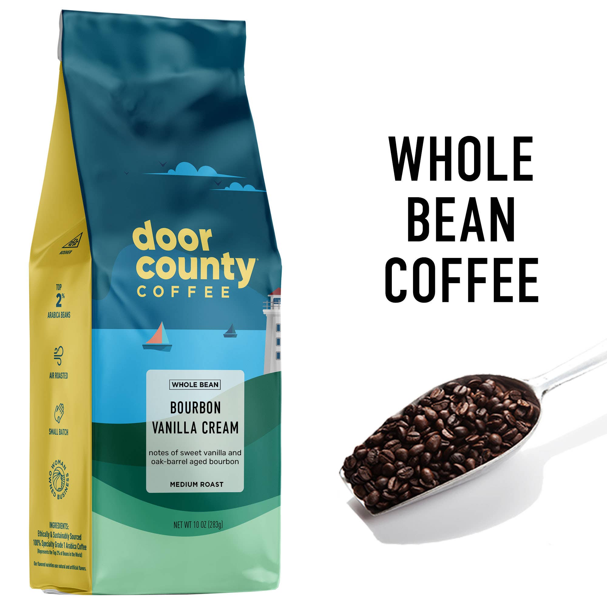 10oz Bourbon Vanilla Crème Flavored Coffee WHOLE BEAN