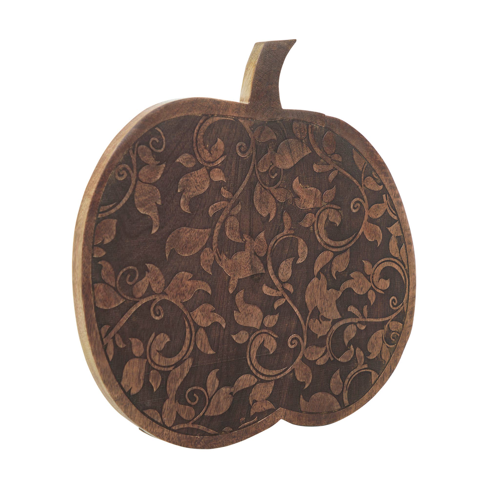 Dark Rustic Wooden Carved Vine Pumpkin 14 Farmhouse Fall Home Decor Accent