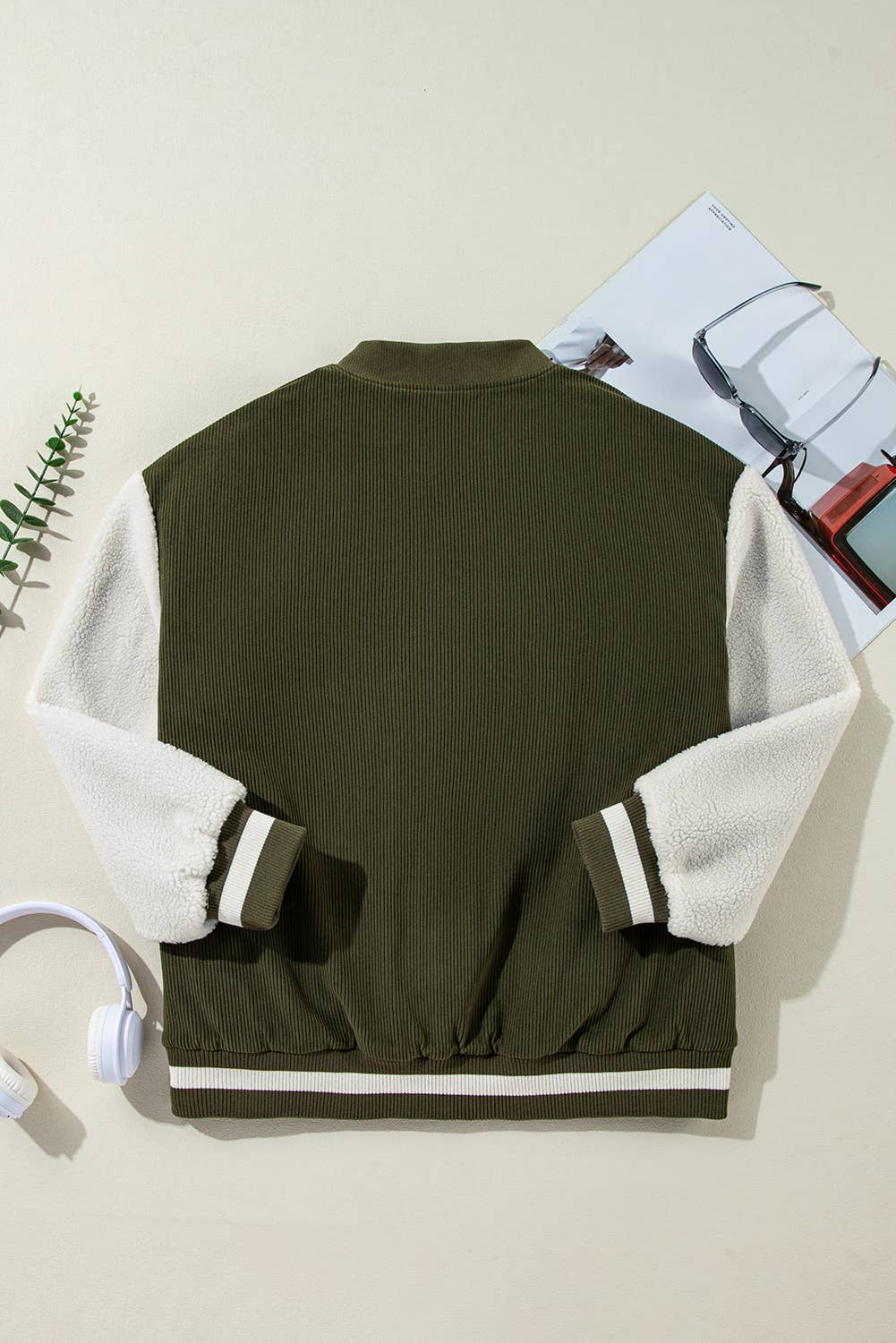 Corduroy Fleece Buttoned Bomber Jacket | S-XL
