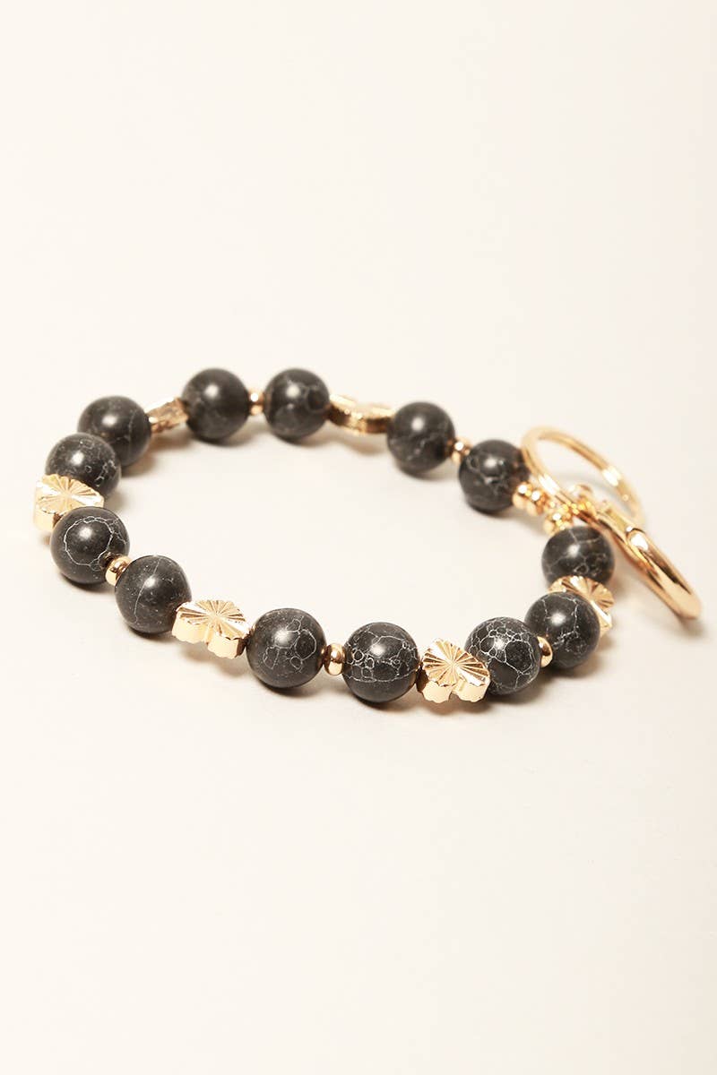 Semi-Precious Stone w Heart Keychain Bracelets