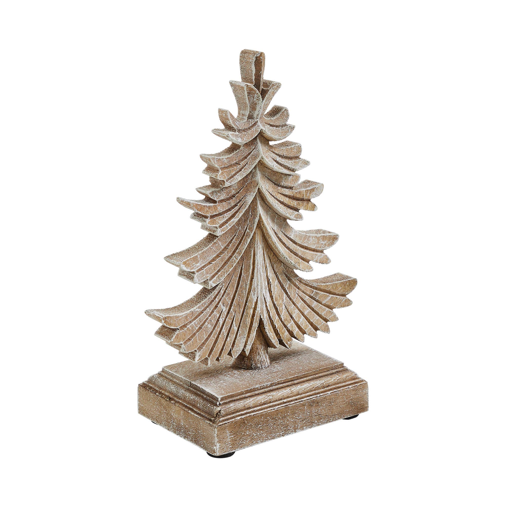 Feathered Finish Winter Pine Wooden Tree 9.75x6.25x3.5