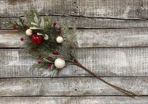 Frosted Greenery Ornament Pick 27"