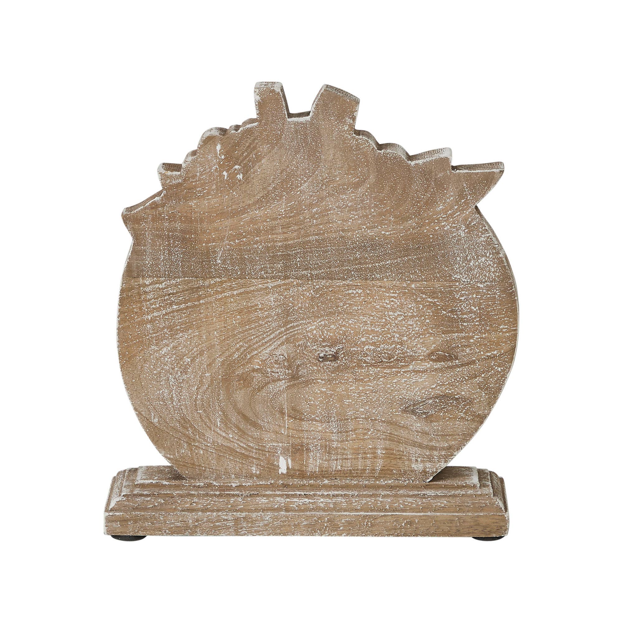 Rustic Farmhouse Carved Wooden Floral Crown Pumpkin Autumn Fall Harvest Tabletop Decor 8.5x8x2 Inch