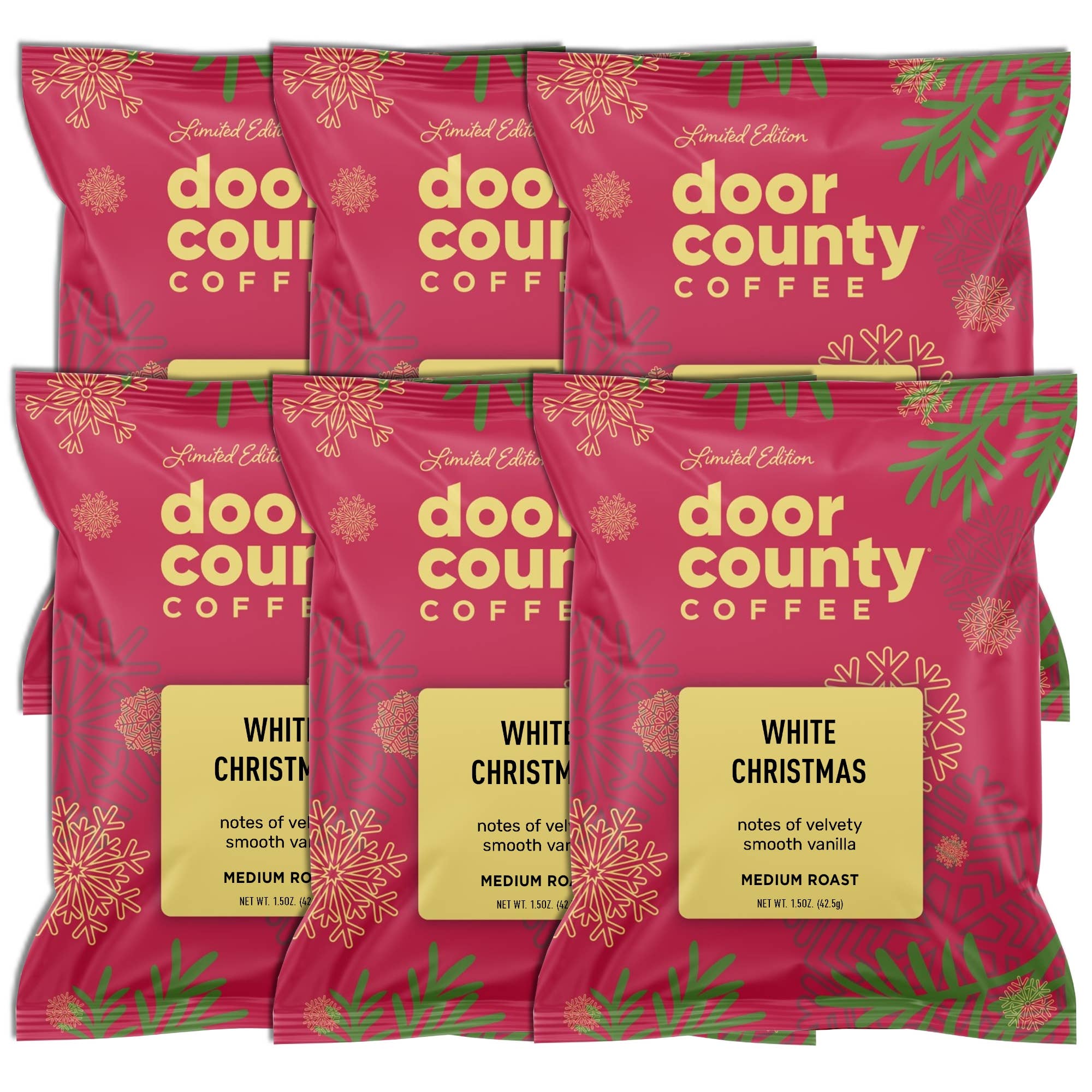 White Christmas HOLIDAY Flavored Coffee, 1.5oz, 6 pack
